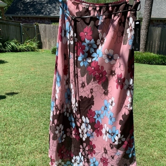Pantology Dresses & Skirts - PANTOLOGY  Belted Floral print skirt rose burgundy brown blue fall spring summer